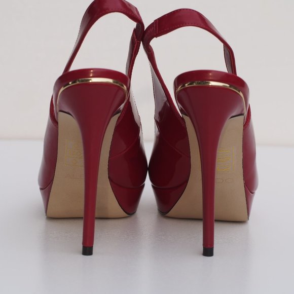 ALDO Patent Leather Peep Toe Sandals, Size 7 - Picture 2 of 6